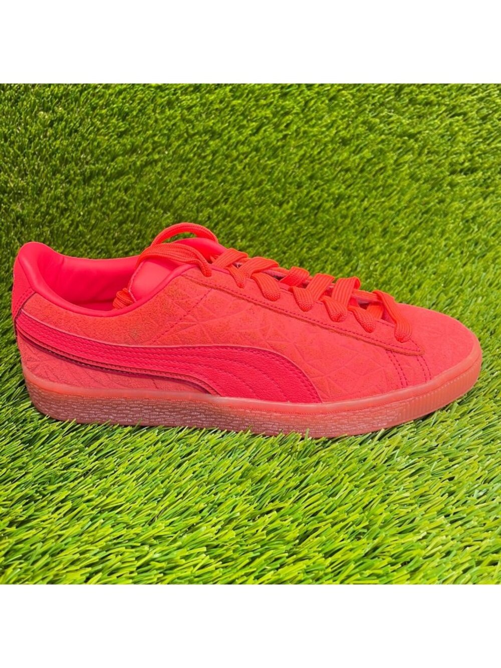 Puma Suede Triplex Mono Boys Size 7Y Red Pink Athletic Walking Shoes Sneakers